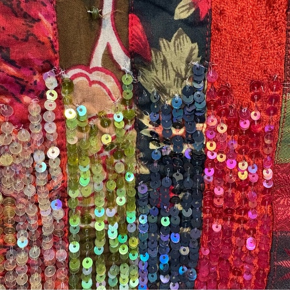 Coldwater Creek Boho Velvet Patchwork Sequin Jacket Size Small Petite - Picture 6 of 11